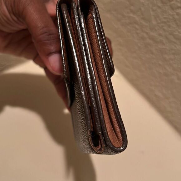 Louis Vuitton Monogram Compact Trifold Wallet Classic Brown Tan LV Logo Pattern - Picture 3 of 14